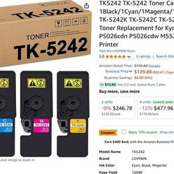 TK5242 TK-5242 Toner Set (4-Pack, 1Black/1Cyan/1Magenta/1Yellow)