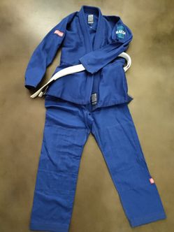 Jiu Jitsu Gi Blue Size A1L Maeda Red Pants And Robe Enforced Knees Great Stitching