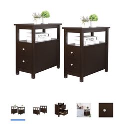 ZENSTYLE 2PCS Storage Cabinet Narrow Furniture Rack Bookshelf for Living Room