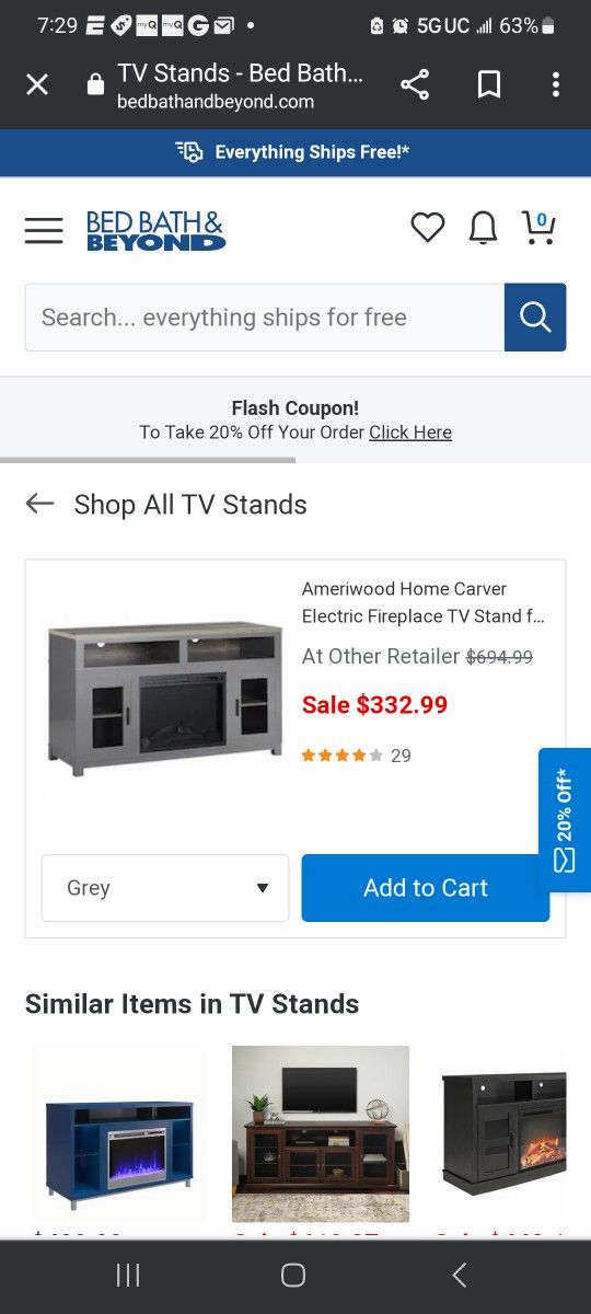 Fireplace TV Stand Cabinets Black Space Heater Entertainment Center Like New