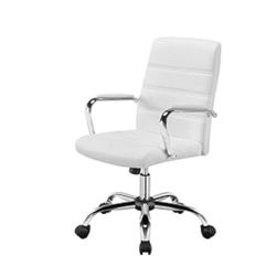 White Leather Office Chair with Chrome Base