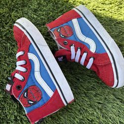Vans Spider-Man Red Blue High-Top Sneakers size 7c Toddler 