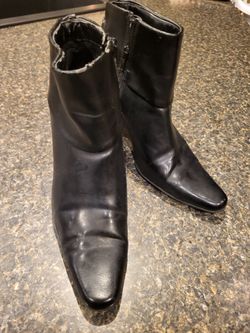 Women size 8.5 Tracy Black anklet boots pointed toe, skinny heel, lace tie at back