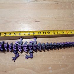19" Articulated Purple And Black Dragon