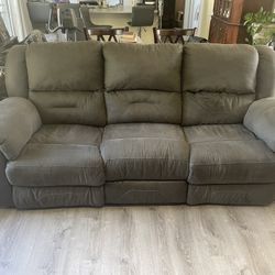 Dark Grey Microfiber Manual Reclining Sofa