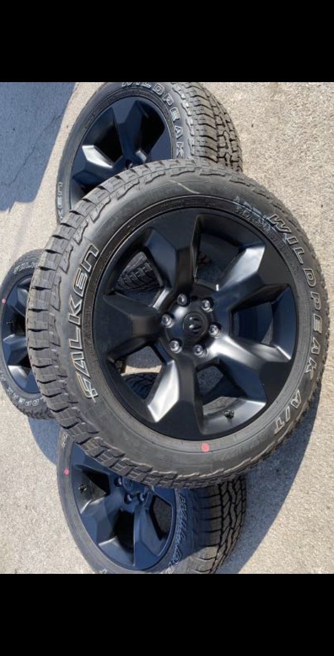 New Dodge Ram Black 20” Rims & All terrain Tires 2019 Wheels Laramie