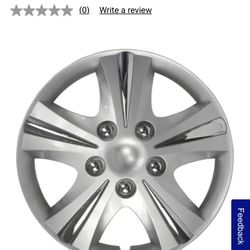 Custom Accessories 4-Pack 15" SGT-5 Wheel Covers, Replacement Hubcaps for Cars, Trucks, SUVs — Silver/Chrome 