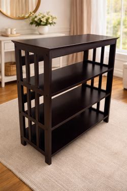 New Four-Tier Bookcase in Espresso Wood Finish Already Assembled