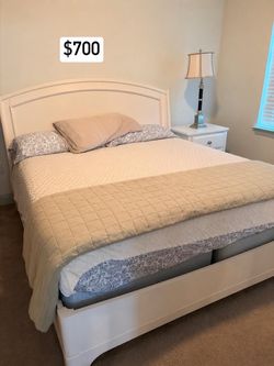 White king Bed Frame with Headboard