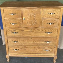 Solid Oak Vintage 7 Drawer Cubby Dresser Chest of Drawers