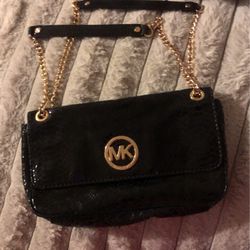 Michael Kors Bag Black & Gold Chain Wear 