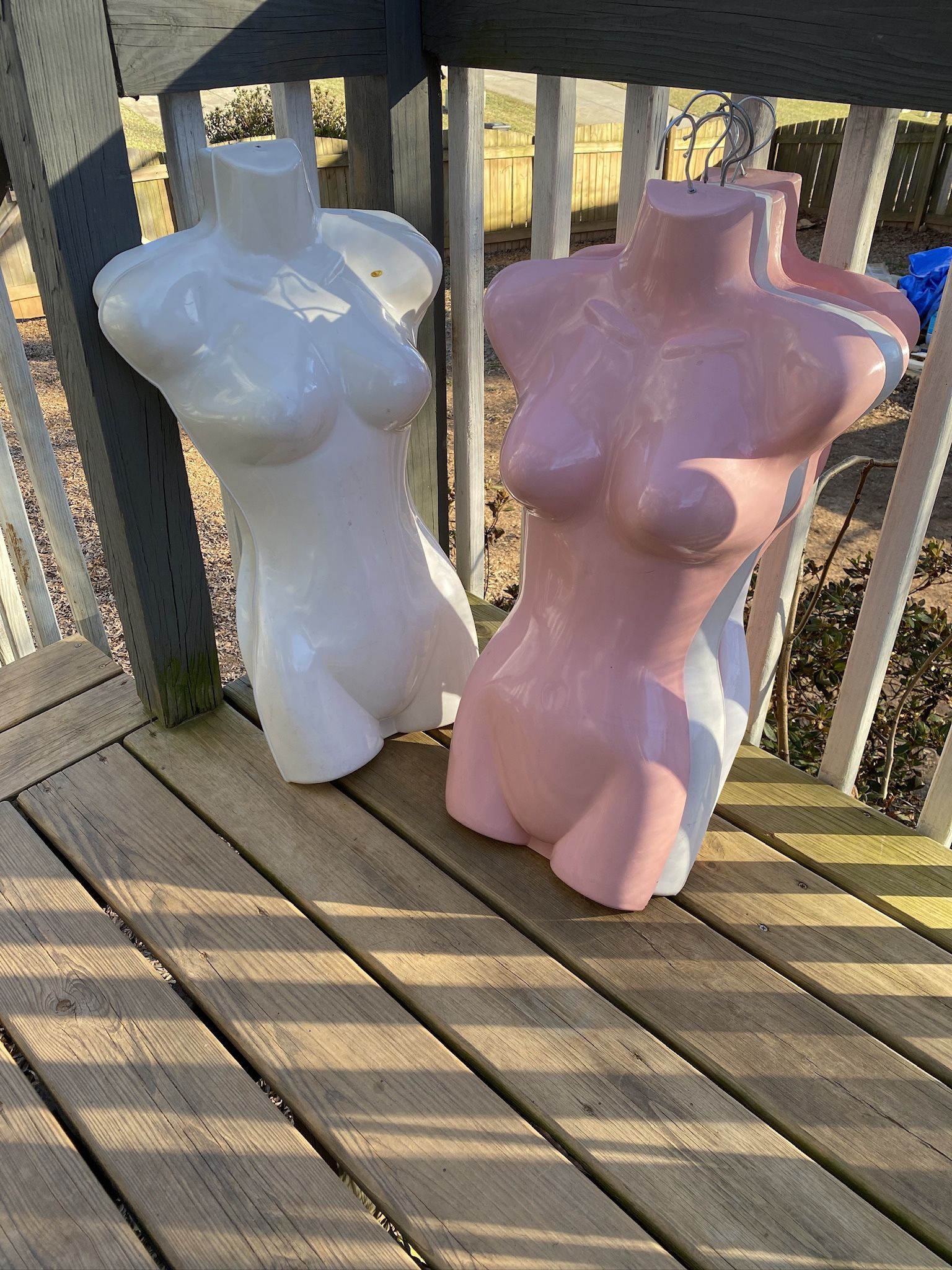 10 Female 3/4 Hanging Mannequins (2 no hanger)