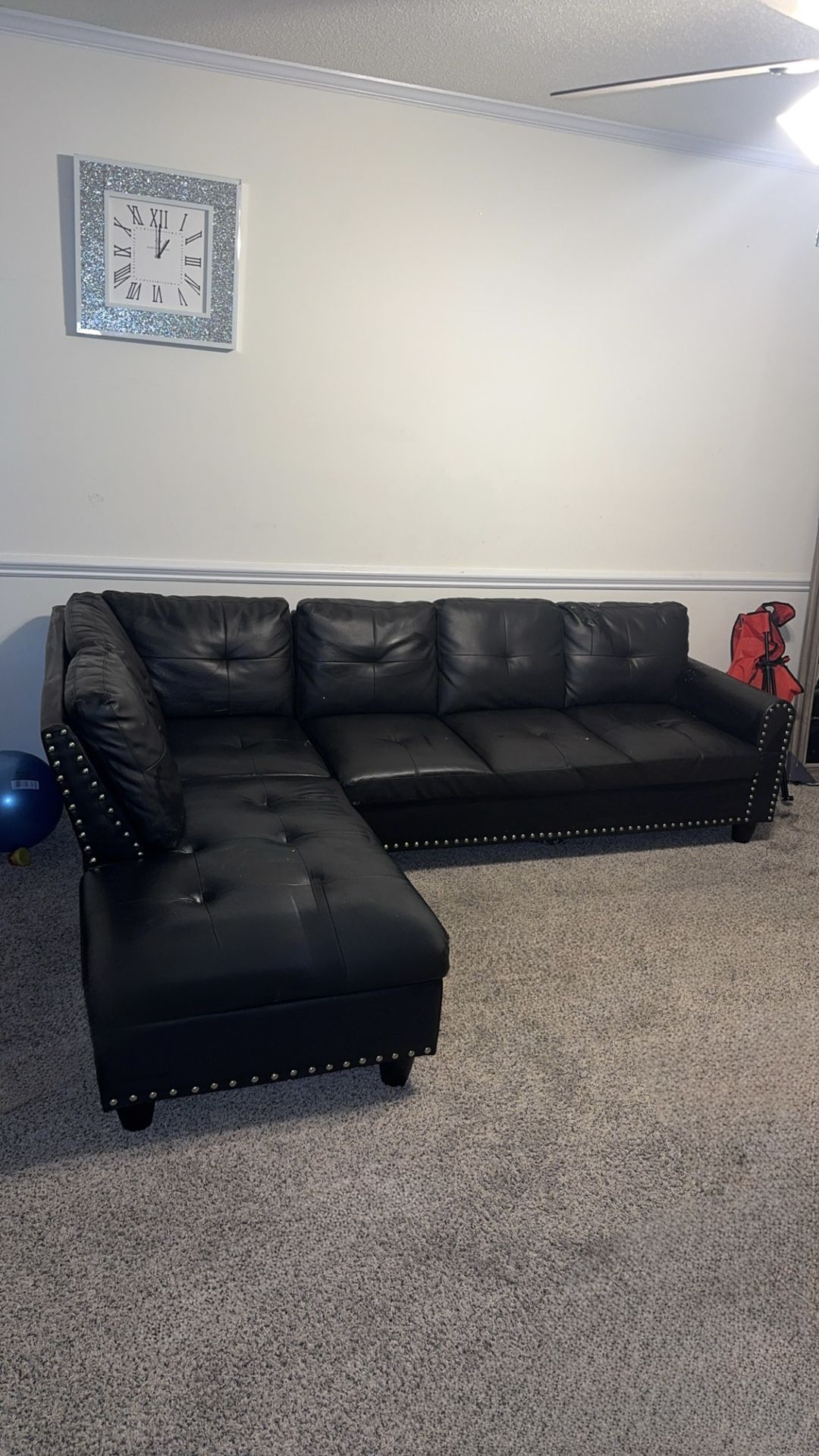 Faux Leather L-Shaped Sectional Sofa