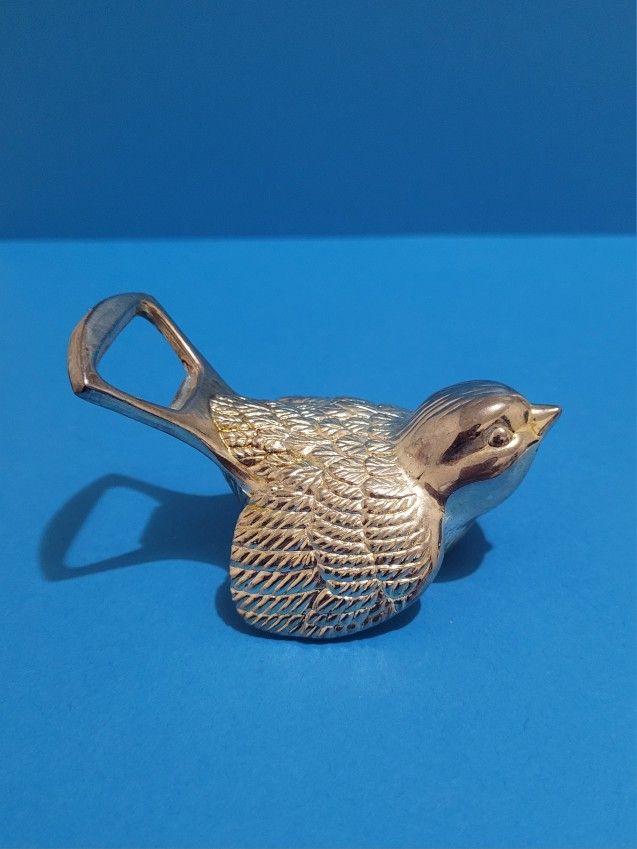 Vintage Silver-Plated Bottle & Can Opener - Decorated Bird Figure.