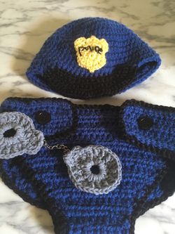 New born baby , police costume