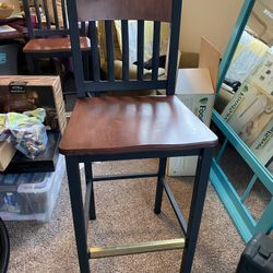 Bar stools X2, Wood seat/back  With Iron frame
