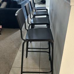 4 IKEA STIG Bar Stools With Backrest