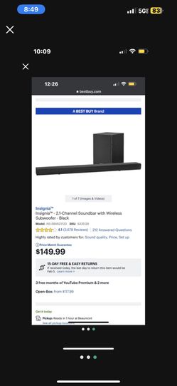 Insignia Speaker And Subwoofer Brand New No Box 