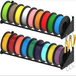 Wall Mount 3D Printer Filament Rack Shelf Holds 18 Spools, 60kg Capacity (2pcs)