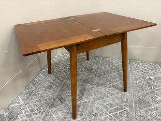 MCM Inspired Walnut Finish Flip Top Dining Room Table with Internal Storage