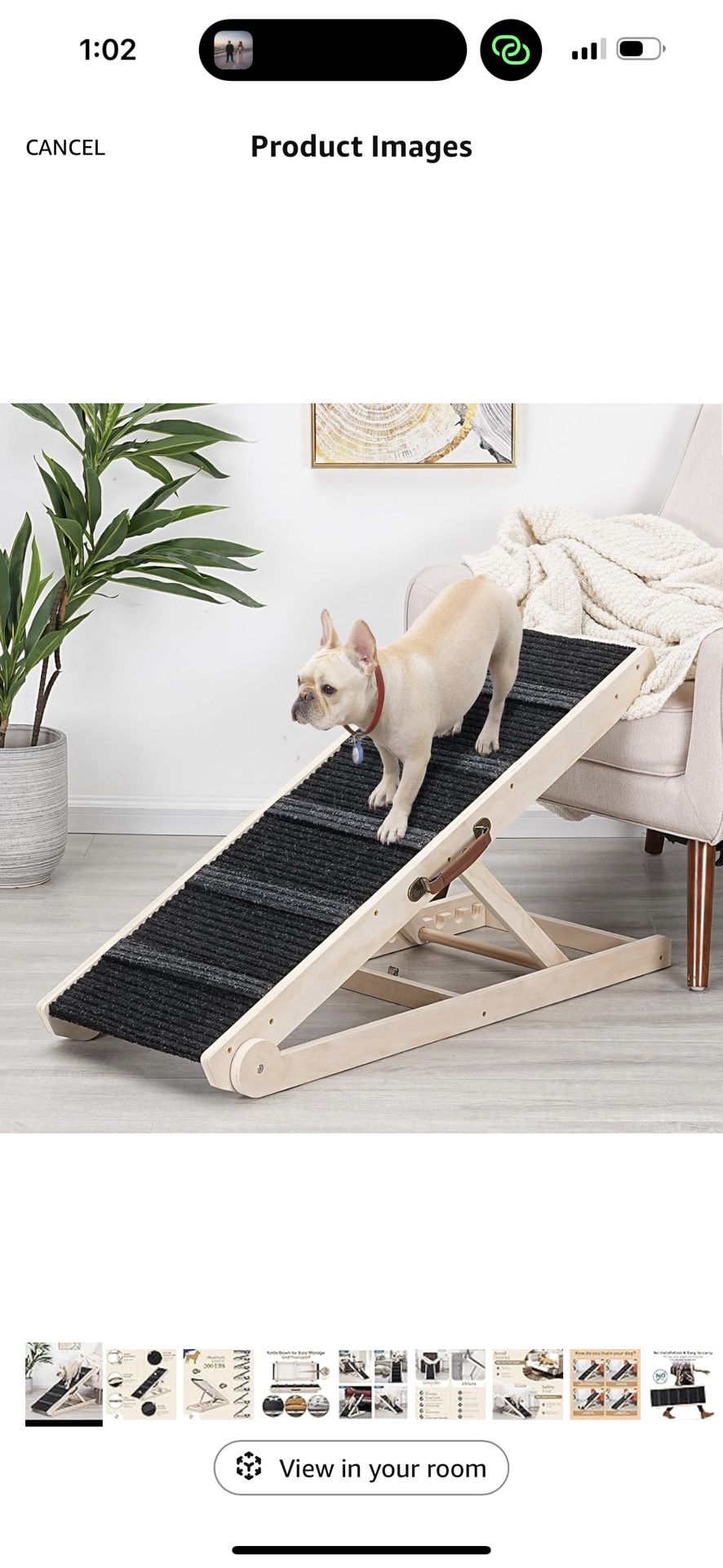 Wooden Adjustable Pet Ramp for All Dogs and Cats - Non Slip Carpet Surface and Foot Pads - 40" Long and Adjustable from 12” to 26” - Up to 200LBS - Fo