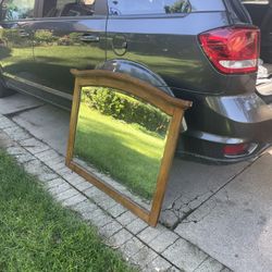 Wooden Frame Mirror, 45 Wide, 36 High, Vintage, $10