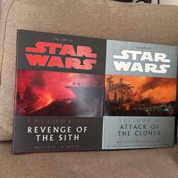 Lot of 2 Hard Cover Books - The Art of Star Wars Revenge of The Sith and Attack of The Clones 