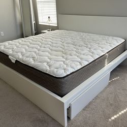 White King Size Bed Frame With Nightstand (Mattress NOT Included)