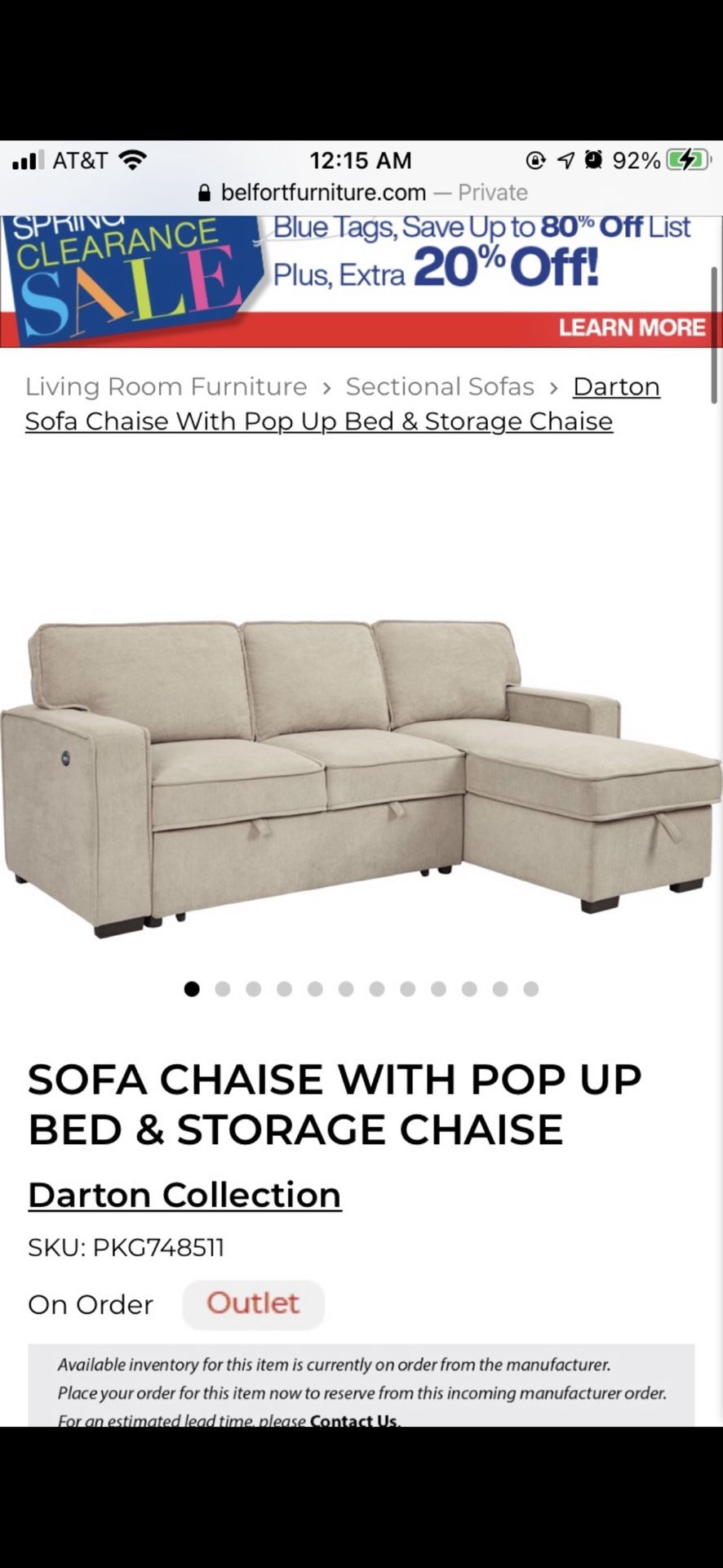 Sofa With Storage Chaise And Pop Up Bed