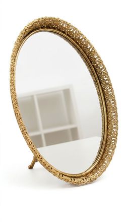 Vintage Oval Gold-Tone Vanity Plateau Mirror
