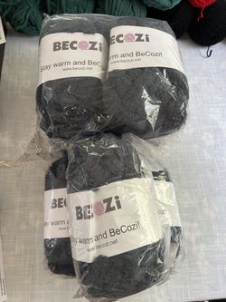 Becozi Chenille Navy Gray Yarn- 7 NEW