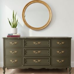 French Provincial Vintage Green Dresser 