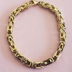 6mm 22cm Long Titanium Steel And Stainless Steel Combination Men's Bracelet 