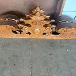 Solid Woid Wall Plaque Wooden Pediment Hand Carved. 2 Available. Price Is For Single
