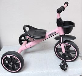 KRIDDO Toddler Tricycle – Pink w/ Basket (Balance Bike Style)