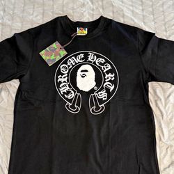 bape x chrome heart black shirt size large 