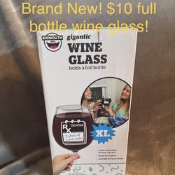 Brand New Wine Glass Gag Gift! Holds A Bottle Of Wine!!
