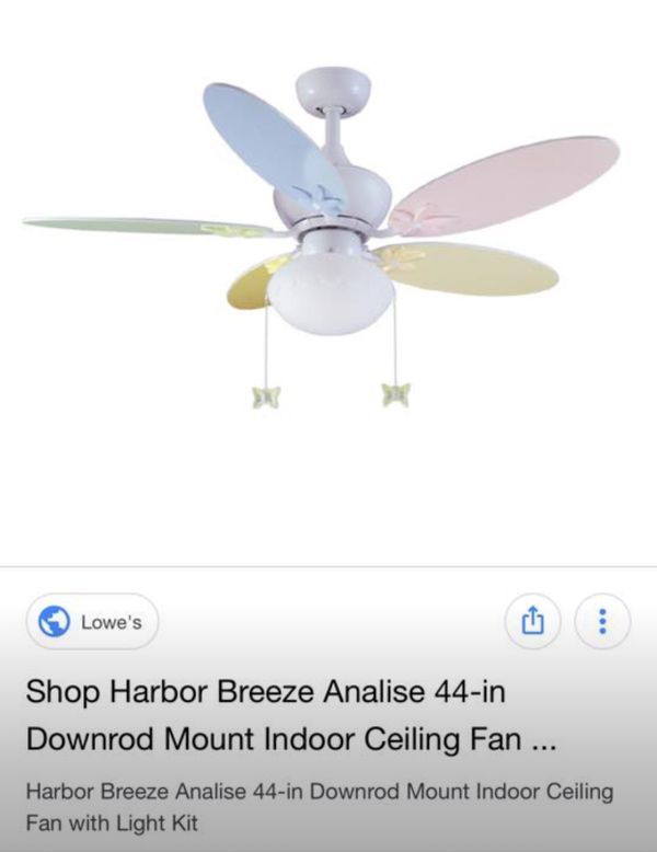 Harbor Breeze 44 Inch Pastel Colors Ceiling Fan New For Sale In