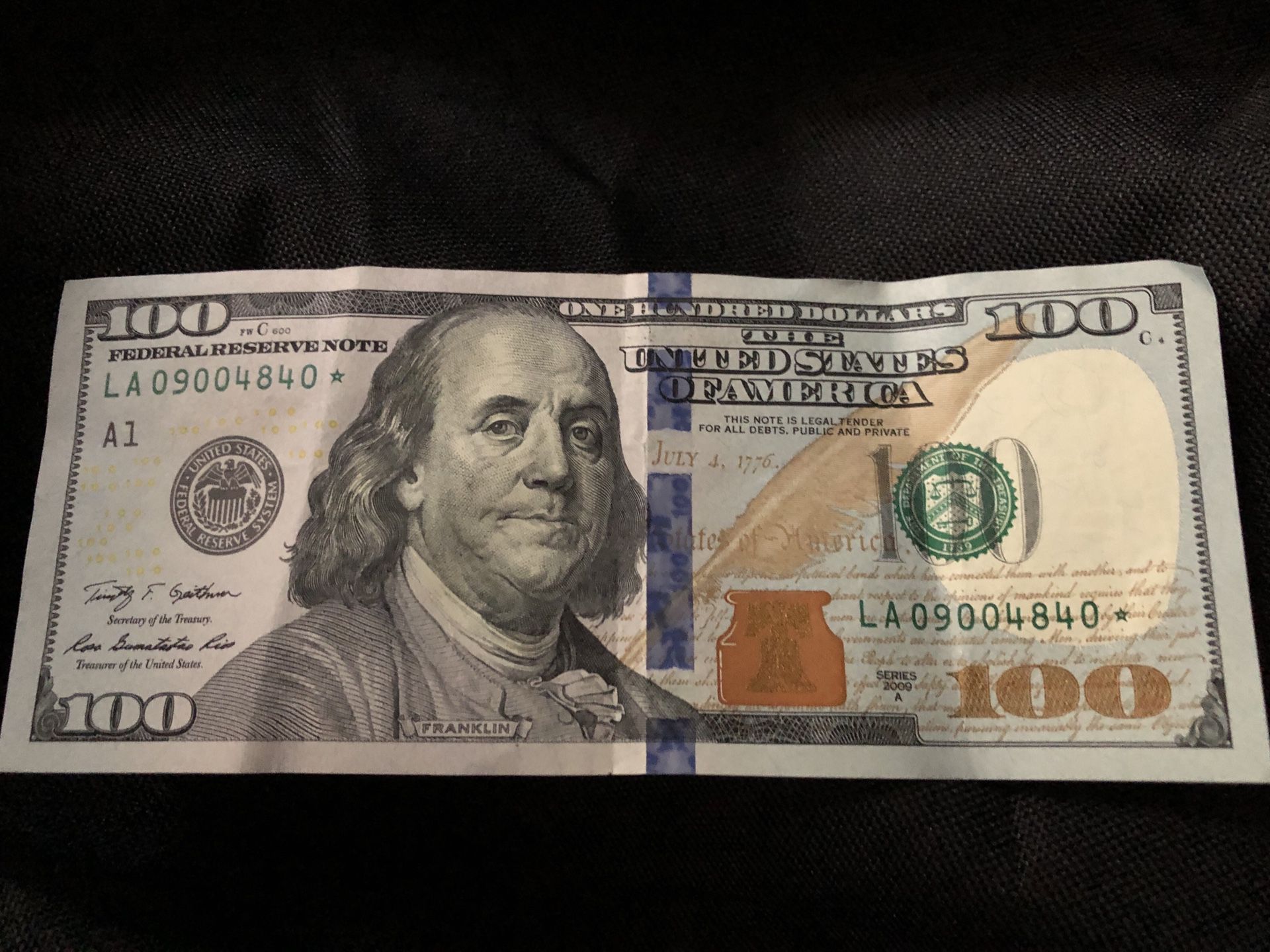Hundred dollar bill with a star rare