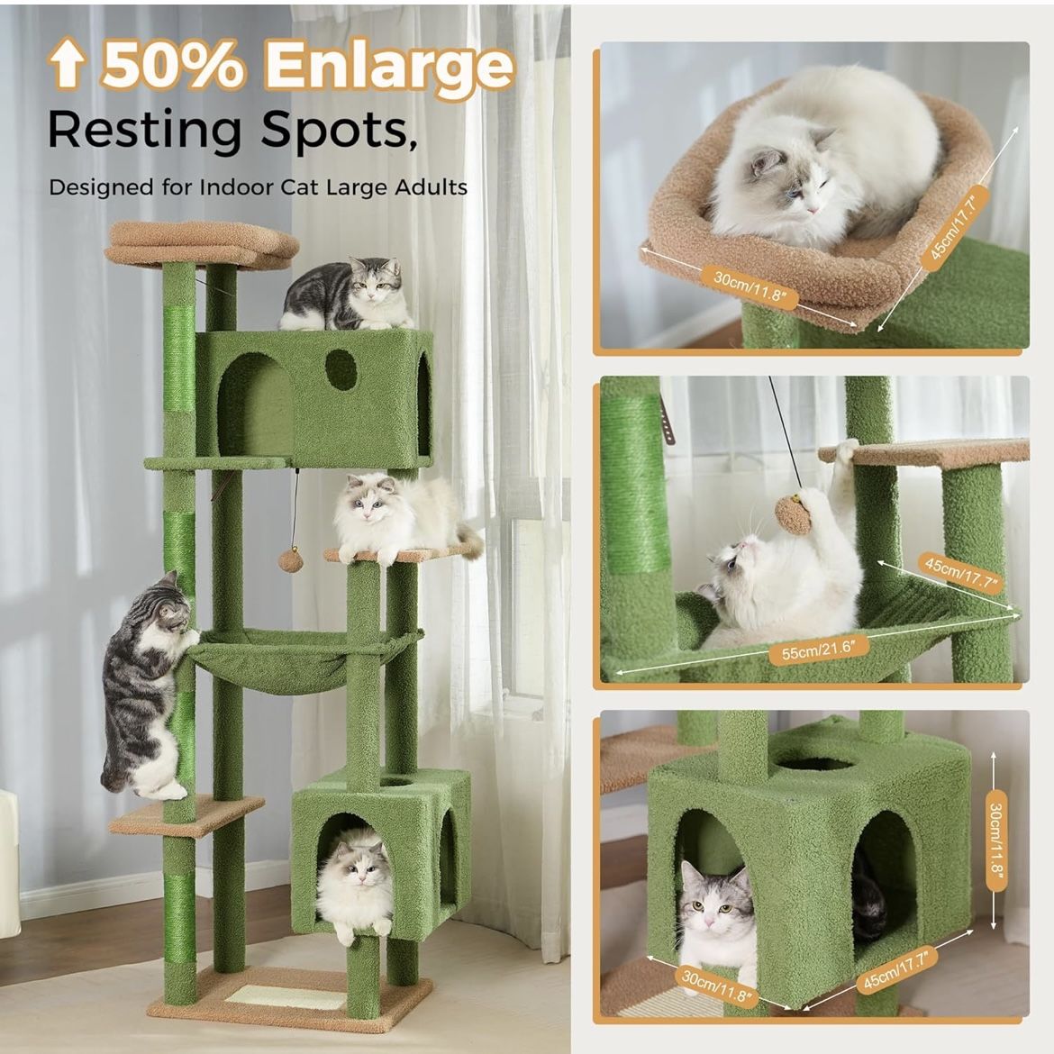 Cat Tower,Cat Condo House and Roomy Top Bed and Scratch Posts