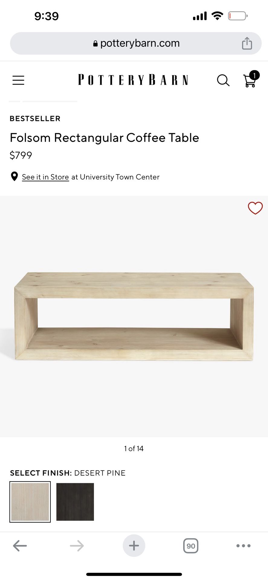 Pottery Barn Folsom Coffee Table for Sale in Ellenton, FL OfferUp