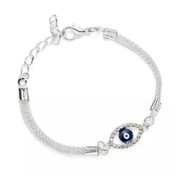 Luxury Silver Plated Charm Bracelets CZ Crystal Blue Evil Eye Bracelet Enamel Turkish Lucky Eye Beads Bracelet for Women Jewelry Message me if you are