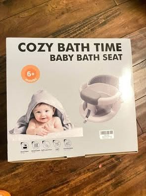 Baby Bath Seat for Babies: Non-Slip Infant Bathtub Chair with Suction Cups, Ideal for Sitting Up, Easy to Clean, Stable Design, Grey (6-24 Months) Br