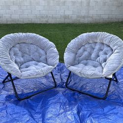 Two Urban Lounge Grey Steel Saucer Chairs (Single Chair for $60)