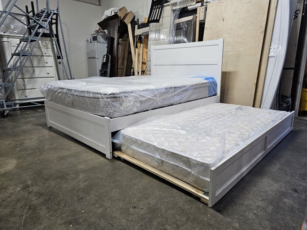 Queen Over Twin Trundle Bed And Mattress 