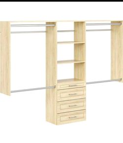 New in Box Modern Ultimate Closet Kit 60-96 in. width Wood Closet System - Honey Blonde
