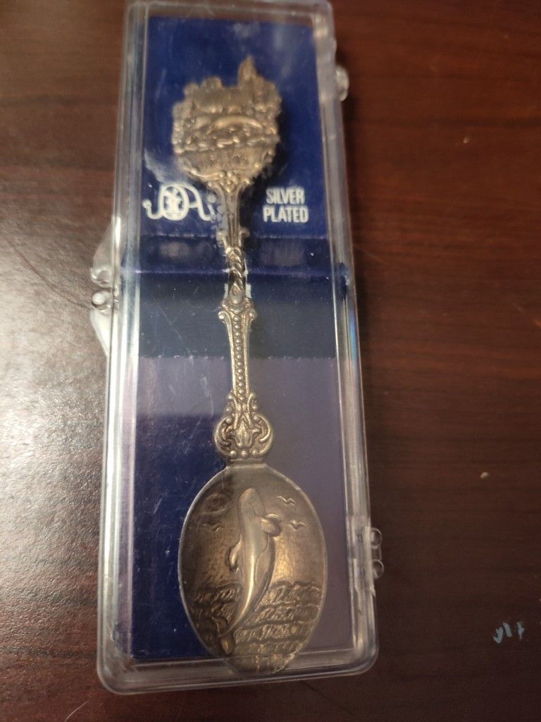 Antique Silver Plated Dolphin Collector Spoon