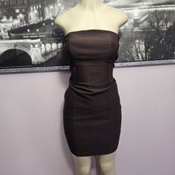 Size Large Strapless Brown Dress Very Stretchy Can Fit xl 