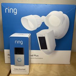 Ring - Video Doorbell 2nd Generation + Floodlight Cam Wired Plus - White