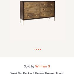 West Elm Decker 6 Drawer Dresser, Brass